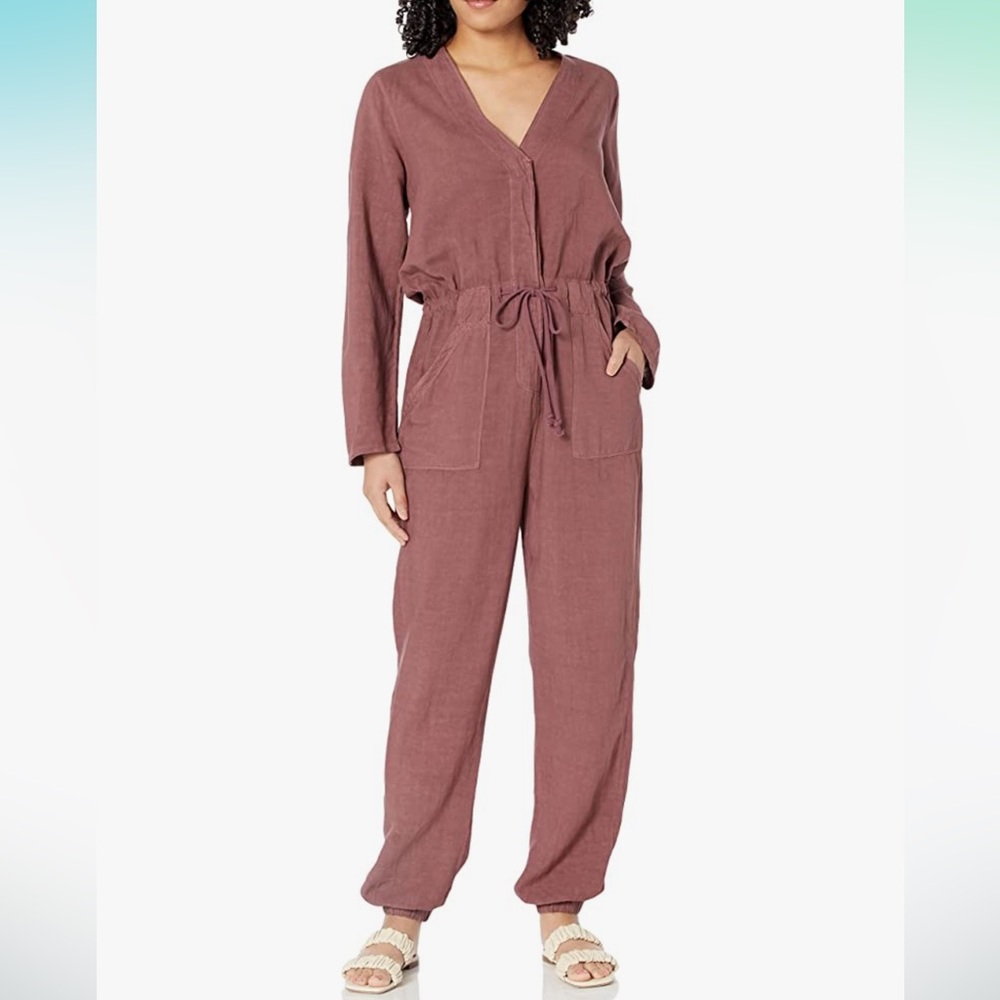 Splendid Collection Montelena Viscose Linen Drawstring Jumpsuit In Curra NWT S